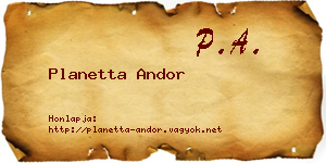 Planetta Andor névjegykártya